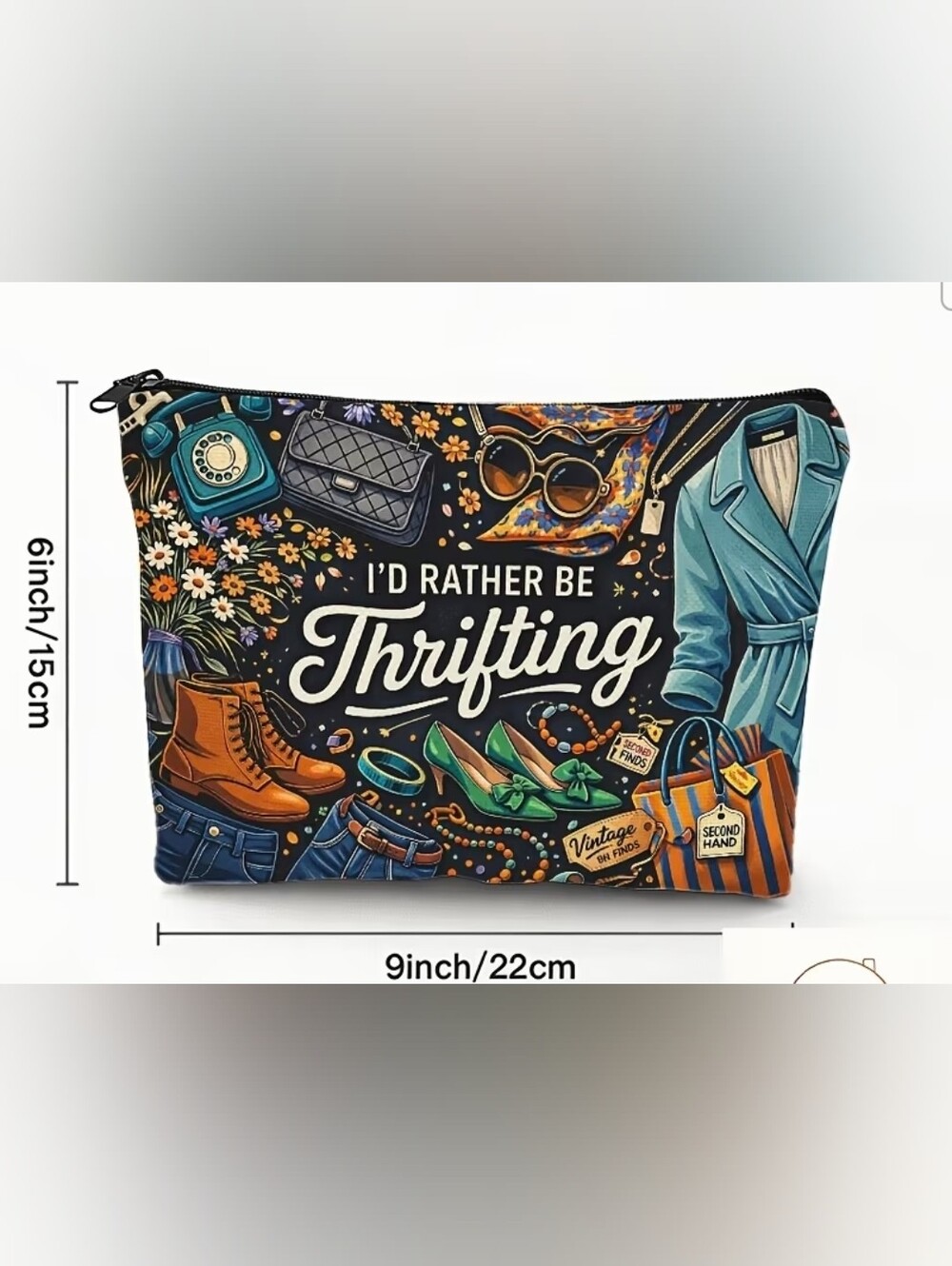 I'd Rather Be Thrifting Cosmetic Pouch - Picture 2 of 2